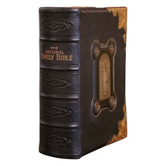 19th Century English Leather Bound and Brass Locks National Family Holy Bible