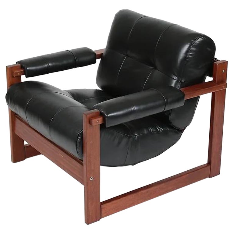 Percival Lafer Brazilian Modern Leather Lounge Chair. MP-167 S-1 For Sale