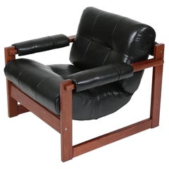 Percival Lafer Brazilian Modern Leather Lounge Chair. MP-167 S-1
