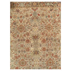 Antique Sultanabad Carpet, Handmade Persian Rug Gray, Light Blue, Green Soft Red
