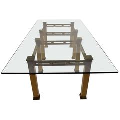 Massive Cast Brass and Plate Glass Dinning Table