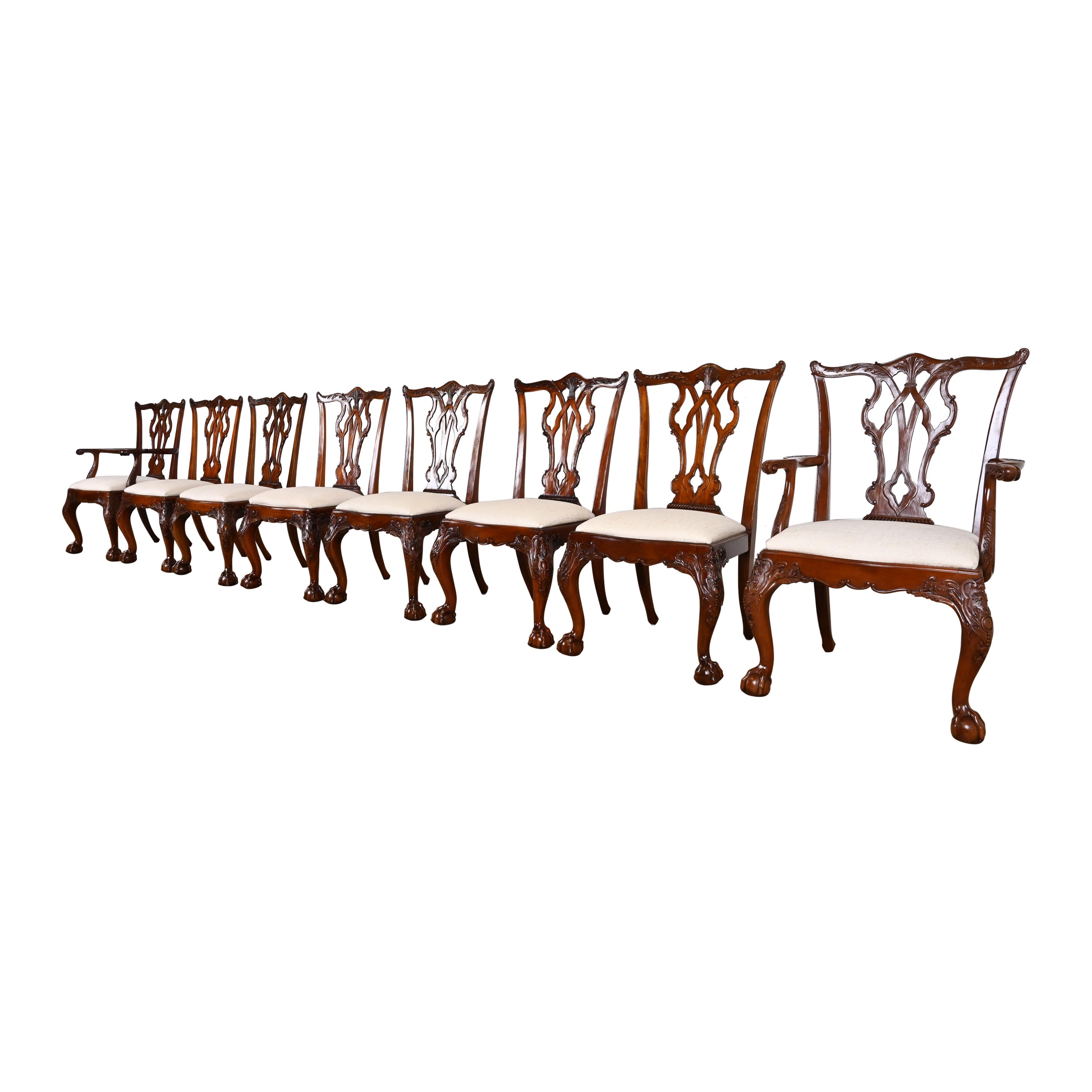Esszimmerstühle aus geschnitztem Mahagoni von Henredon Chippendale, achtteilig