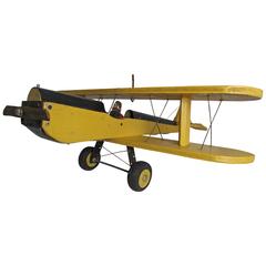 Folk Art Yellow Model Airplane