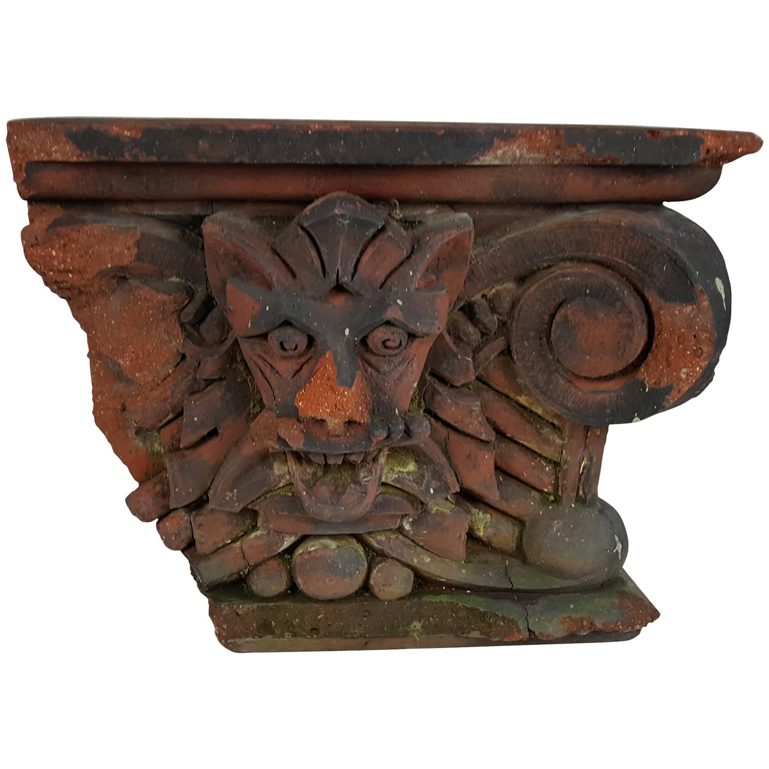 19th Century Terracotta Architectural Corbel/Element Demon Spirt, Gargoyle