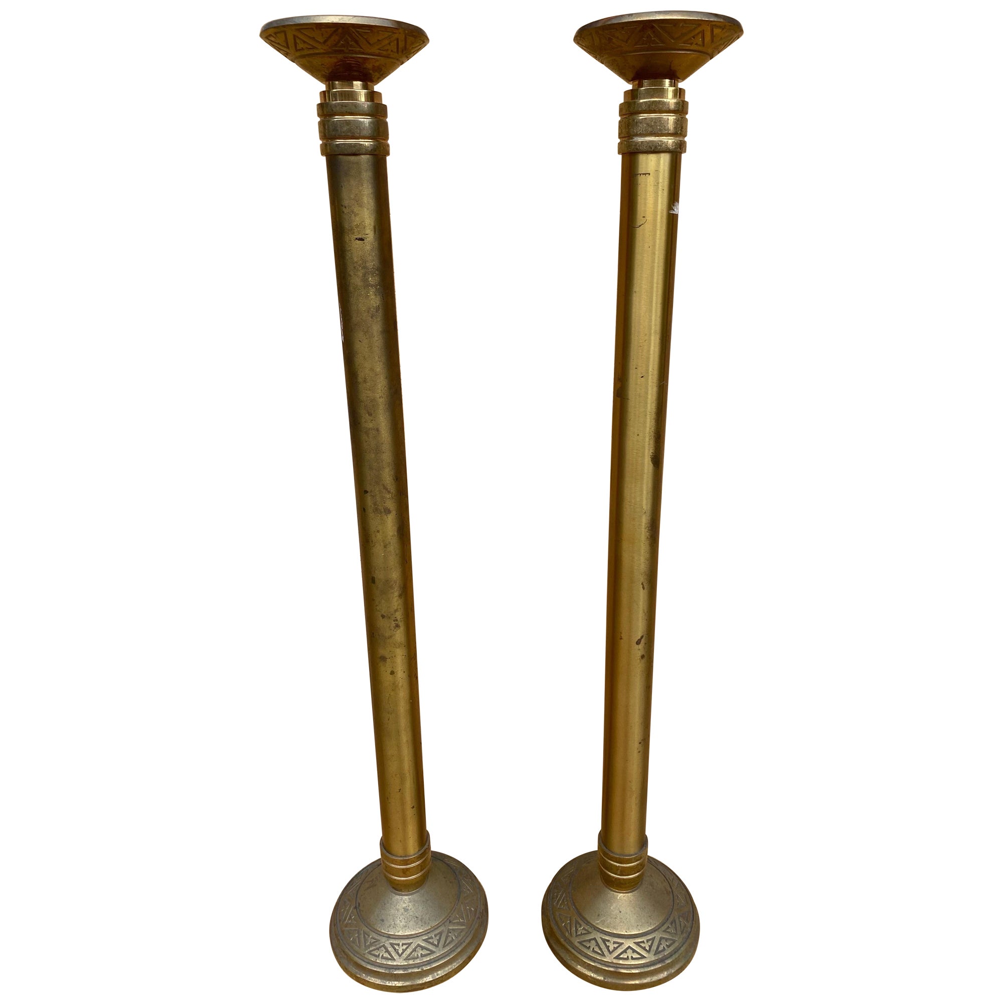 Antique Church Altar Floor Candle Holders