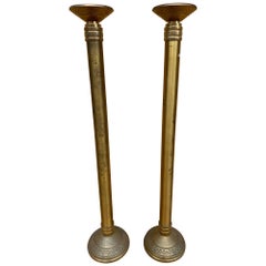 Antique Church Altar Floor Candle Holders