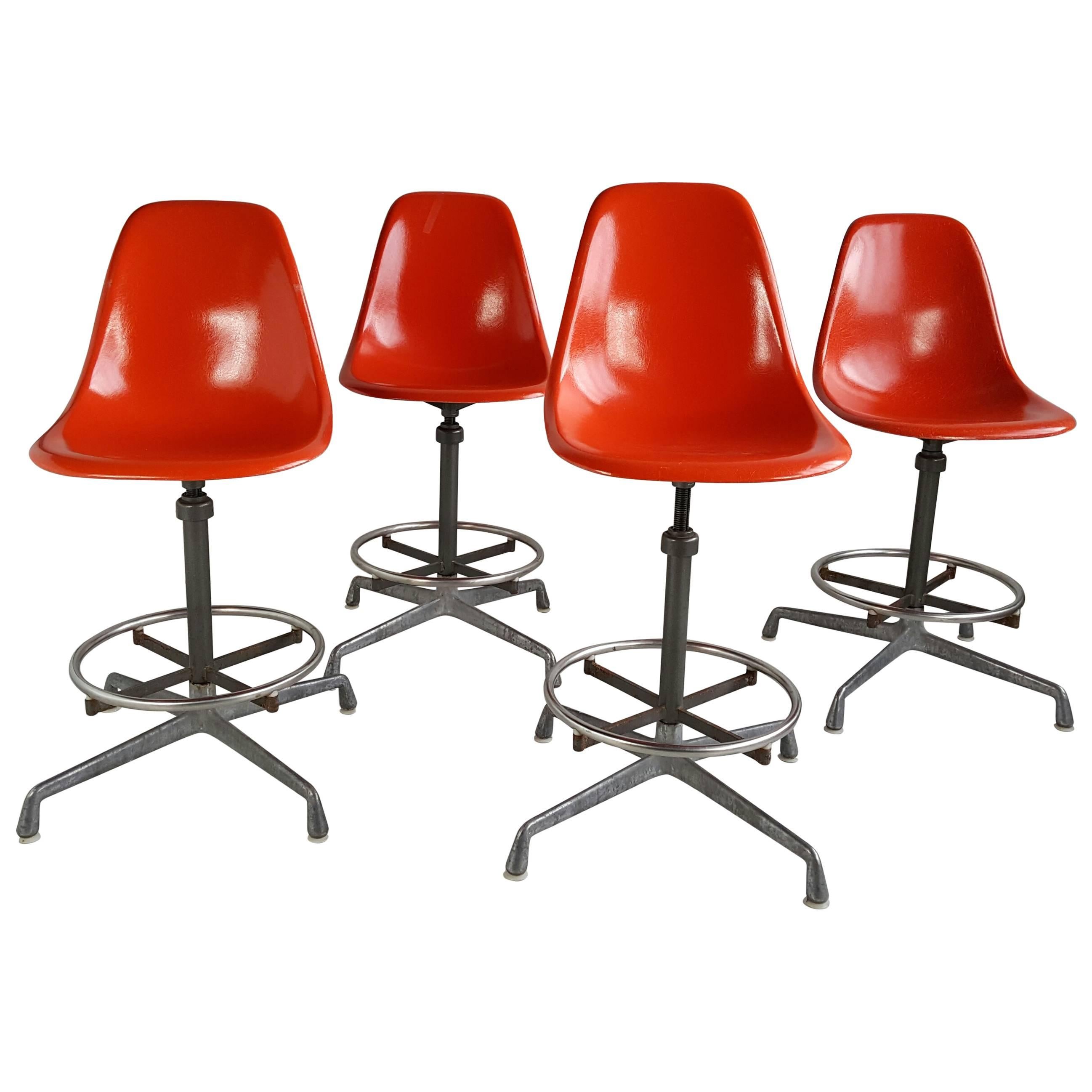 Set of Four Charles and Ray Eames Drafting Stools, Herman Miller