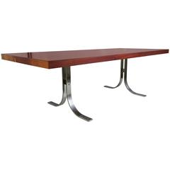 Teak and Stainless Dining Table, Made in Denmark by Drylund