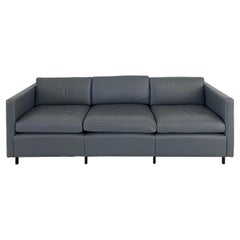 Minimalistisches modernistisches Knoll Charles Pfister Sofa aus grauem Leder in Grau