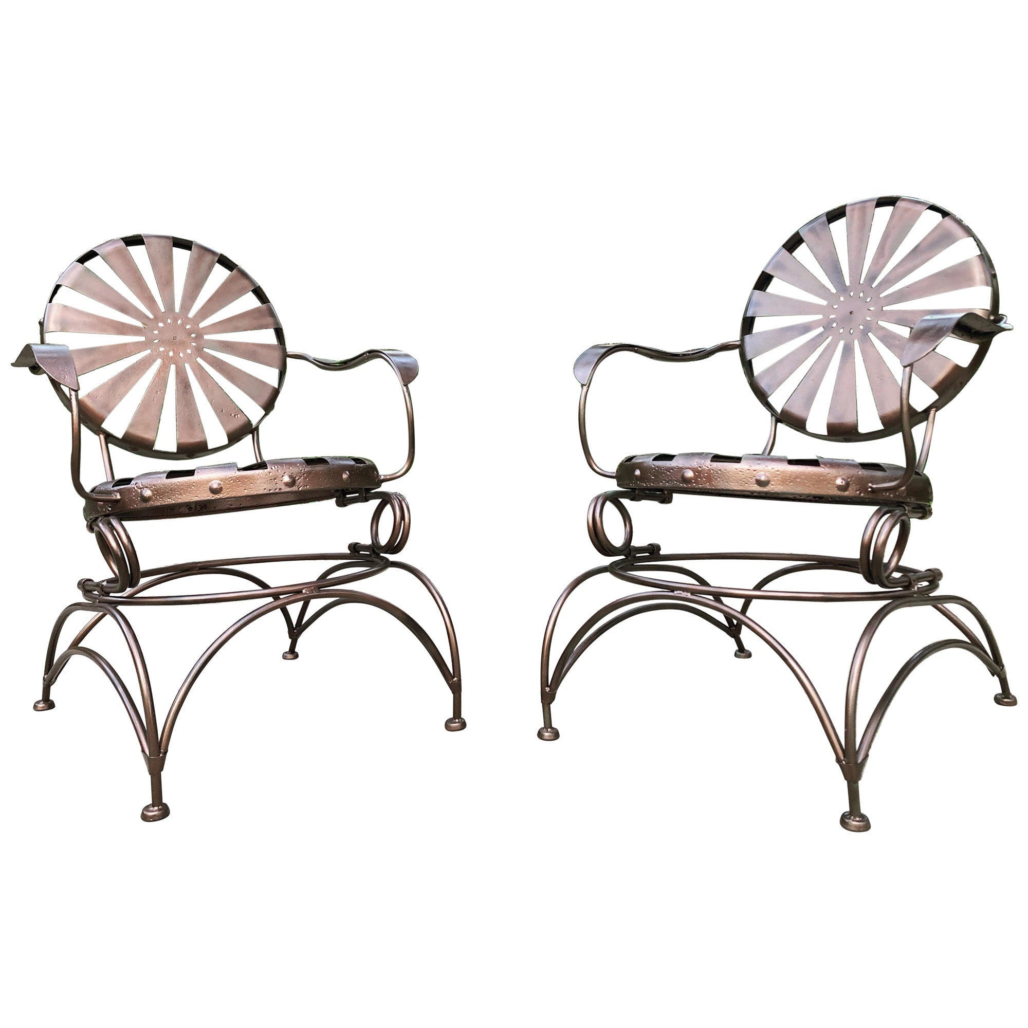 antique francois carre rocking patio chairs For Sale