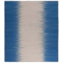 Contemporary Turkish Kilim Beige and Blue Wool Rug by Doris Leslie Blau