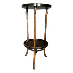  Chinese 3-legged bamboo table with round tops, twentieth century