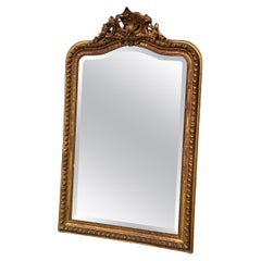 Antique Louis XV Style Mirror In Stuccoed And Gilded Wood Circa 1880