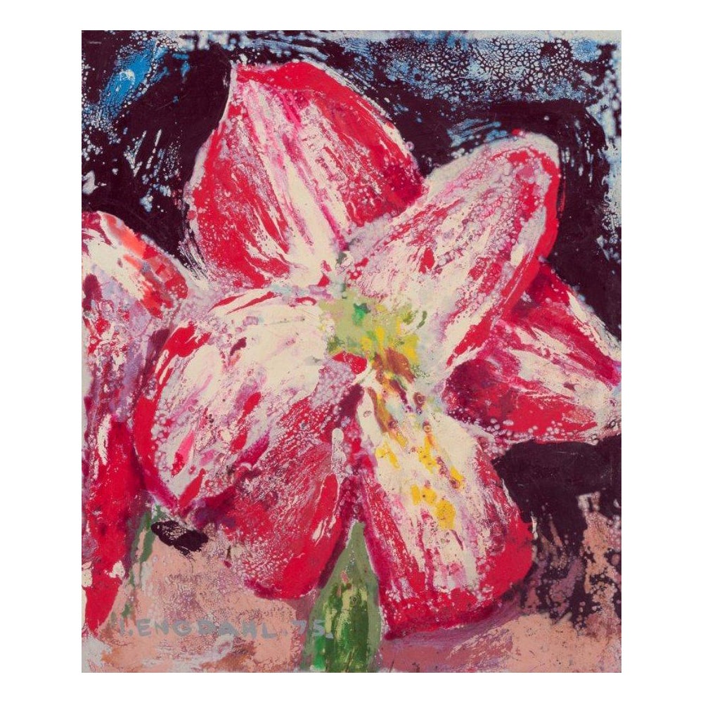 Ingvar Dahl, Swedish artist. Oil on panel. Amaryllis with White Elements For Sale