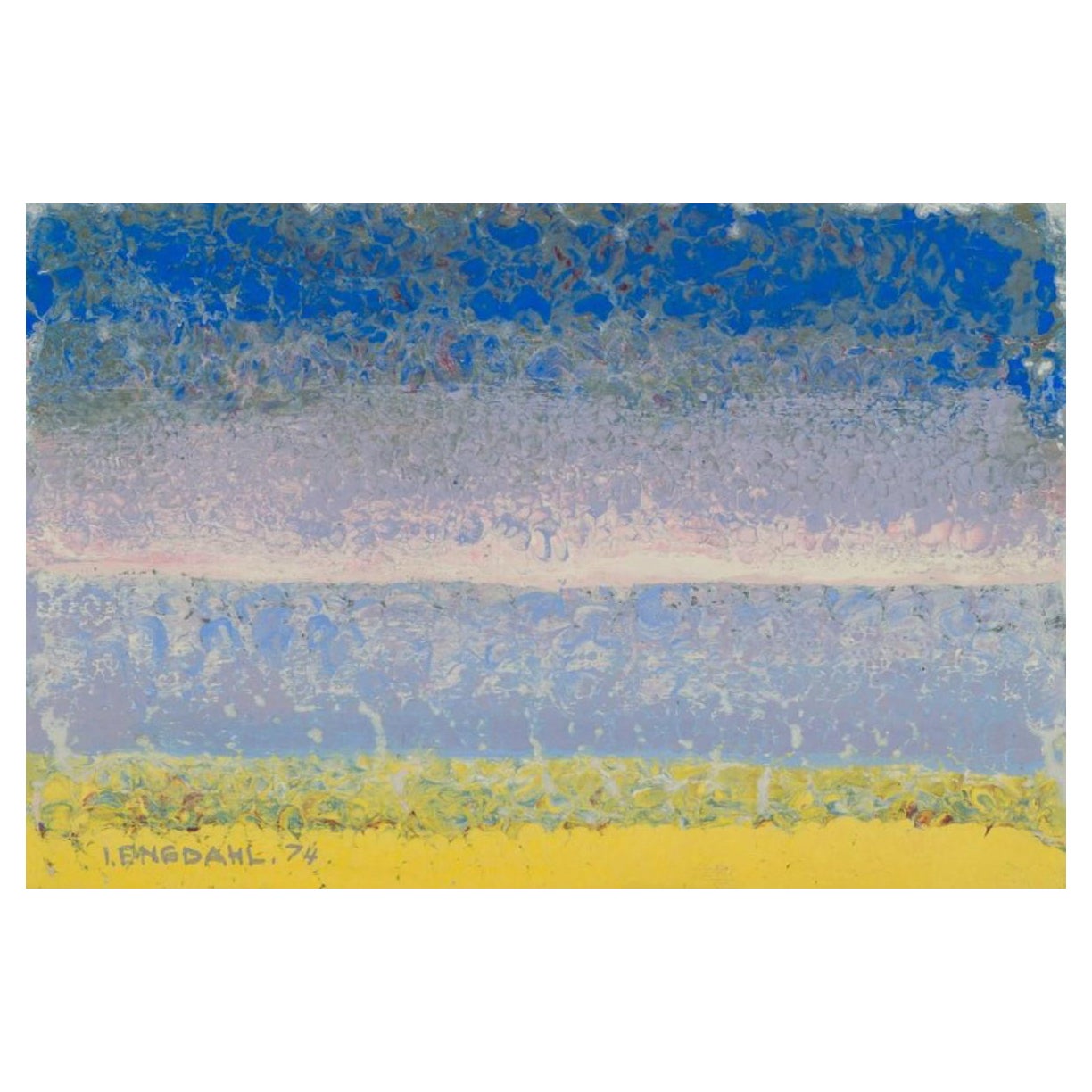 Ingvar Dahl. Oil on panel. Abstract landscape. "Soft Sea", 1974 For Sale