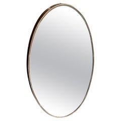 1960s Gio Ponti Style Mid-Century Modern Brass Oval Wall Mirror