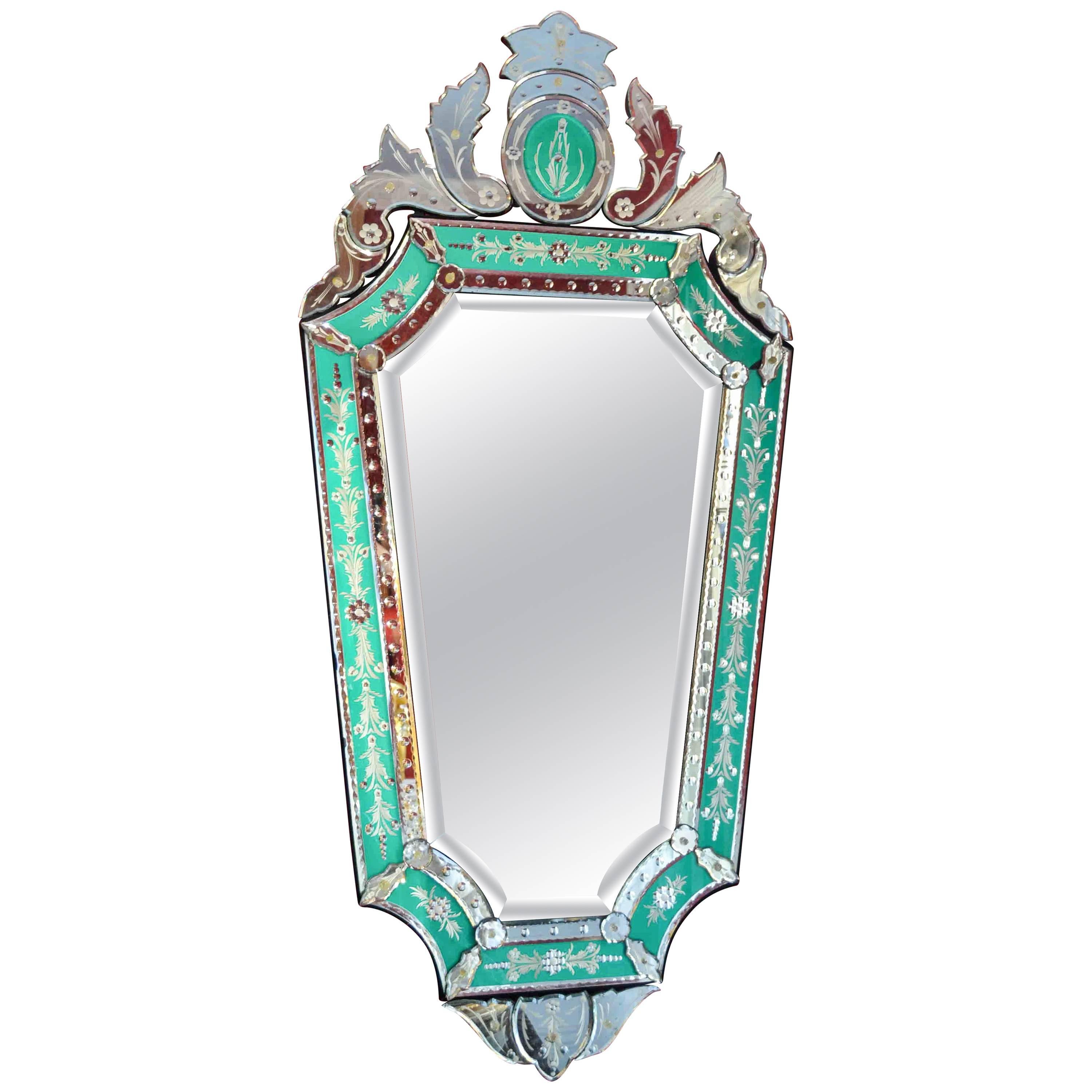 Venetian Mirror with Green Glass