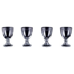Retro Val Saint Lambert, Belgium. Set of four red wine glasses in crystal glass.