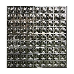 Miroir Witch carré à facettes avec effet d'infini, 20e siècle.