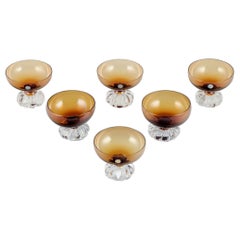 Åseda Glasbruk. Six cocktail glasses/dessert bowls in mouth-blown art glass