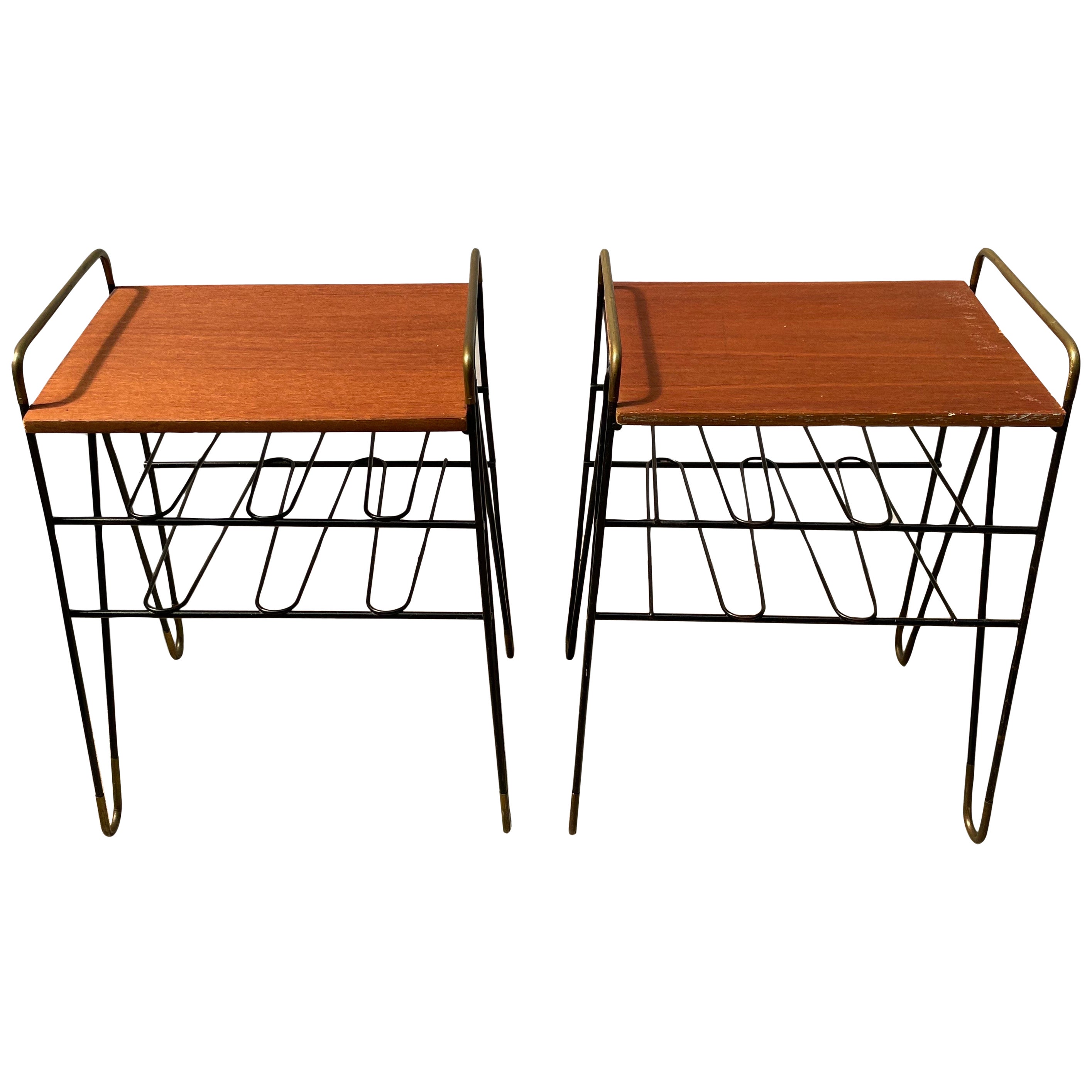 A set of minimalistic Mid Century modern string nightstands from the 1960s For Sale