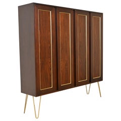 Vintage Harvey Probber Mid-Century Modern Rosewood and Brass Bookcase Cabinet, 1960s