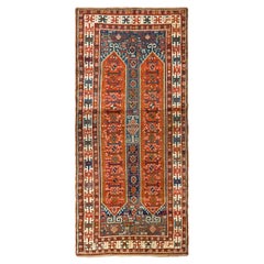 4.2x9.3 ft Antique Caucasian Karabakh Runner Rug, Full Pile, Ca 1880