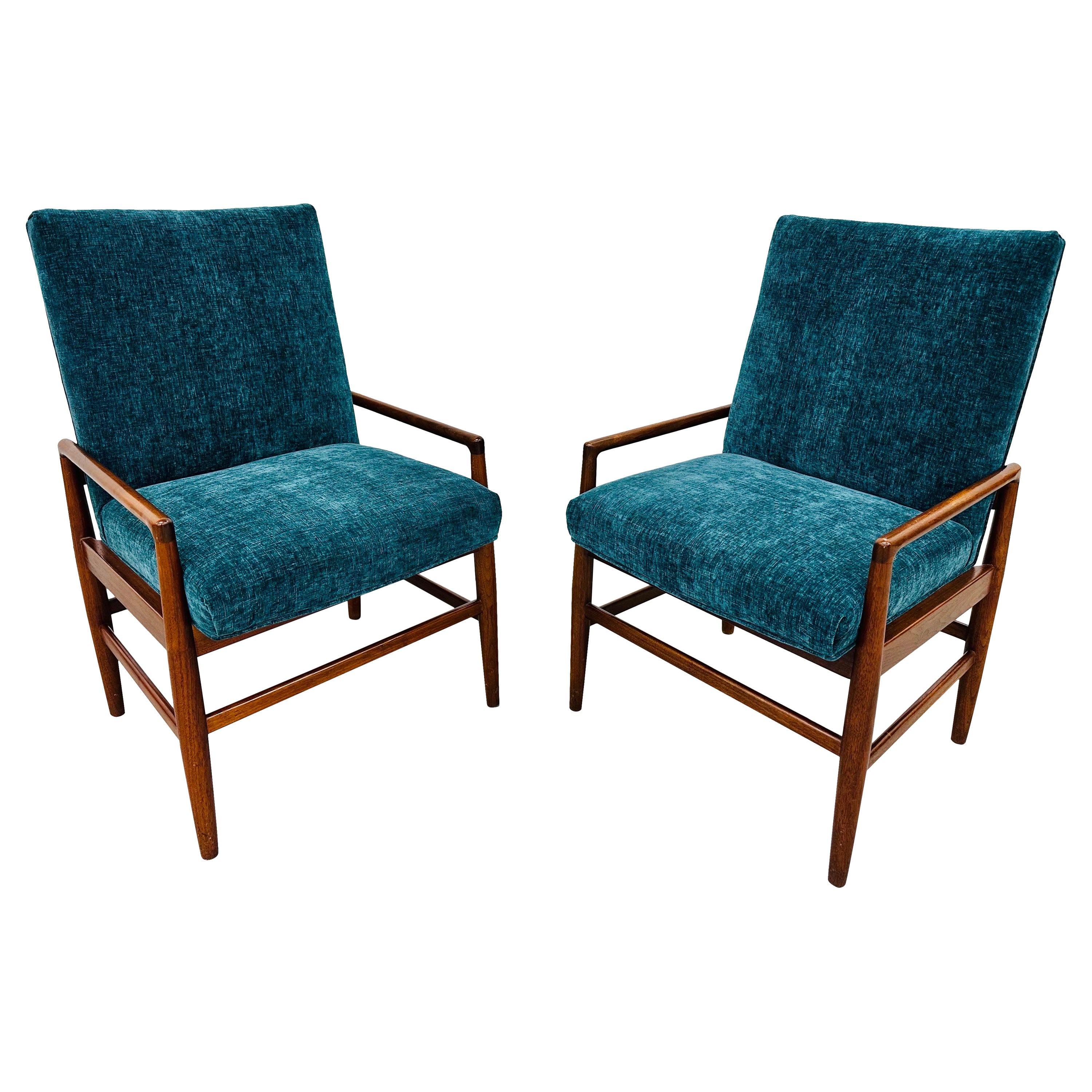 Mid-Century Danish Modern Walnut Lounge Chairs - Set of 2 For Sale