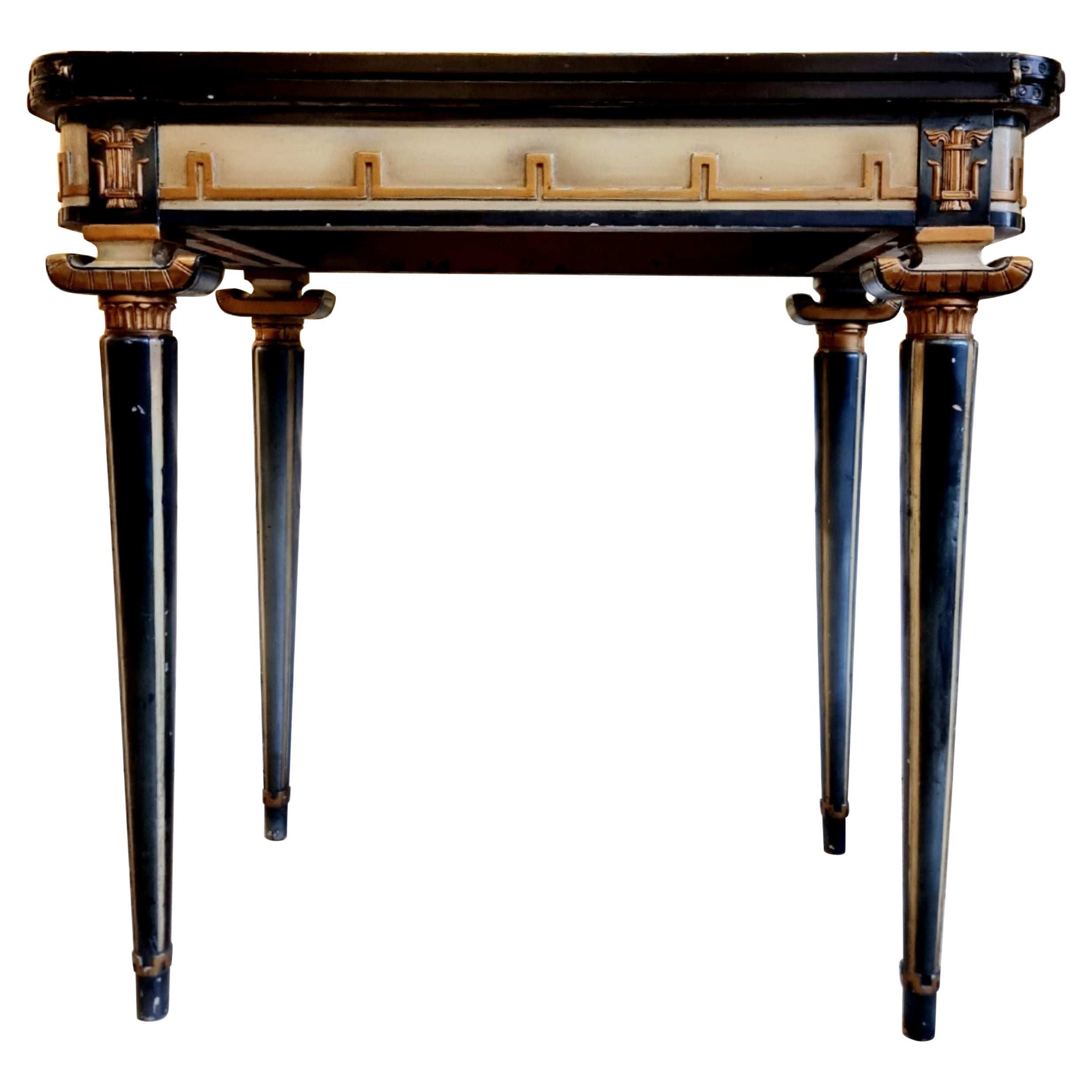 Swedish grace, game table with decor of meander in relief, 1920/30s.  For Sale