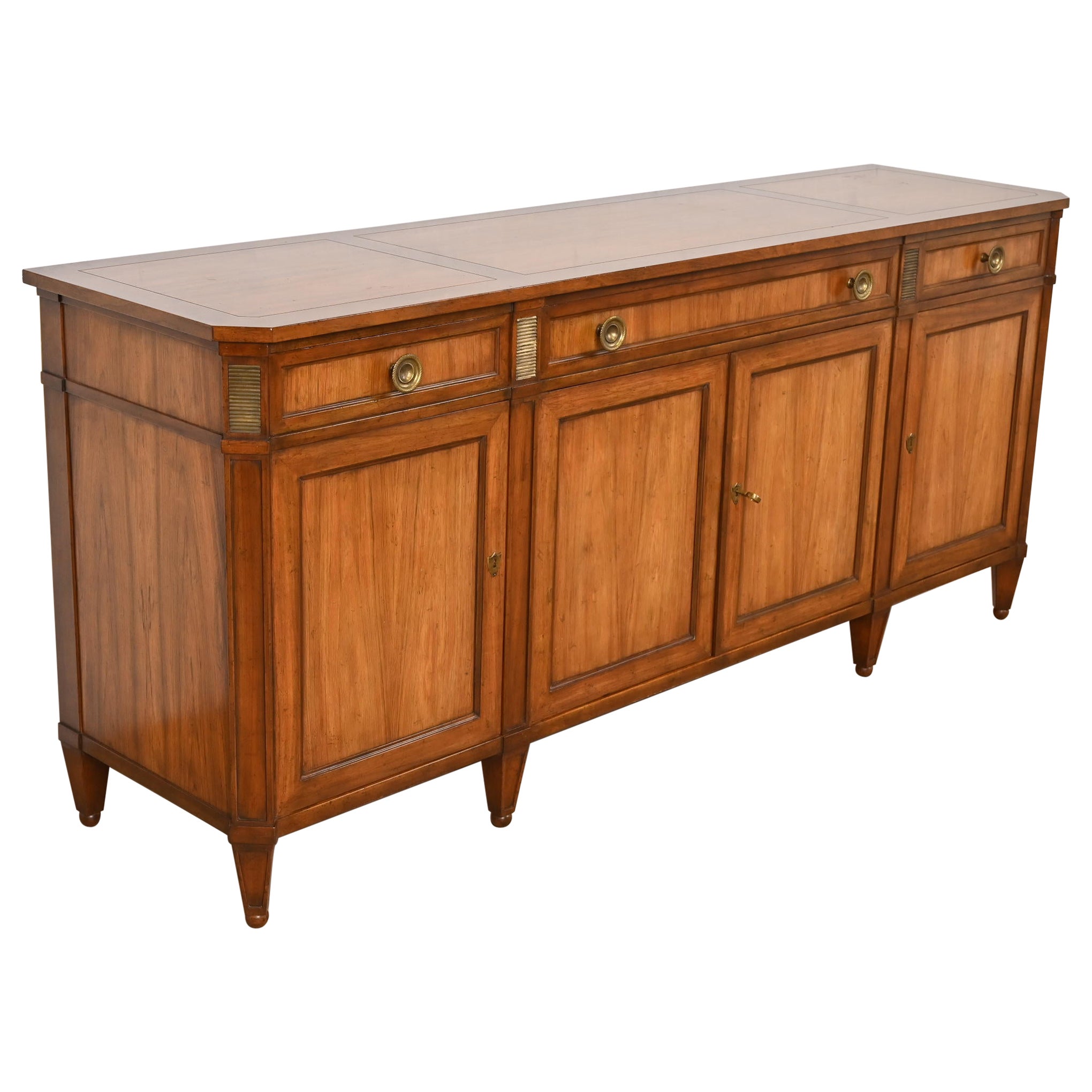 Baker Furniture French Regency Louis XVI Rosewood and Walnut Sideboard Credenza For Sale