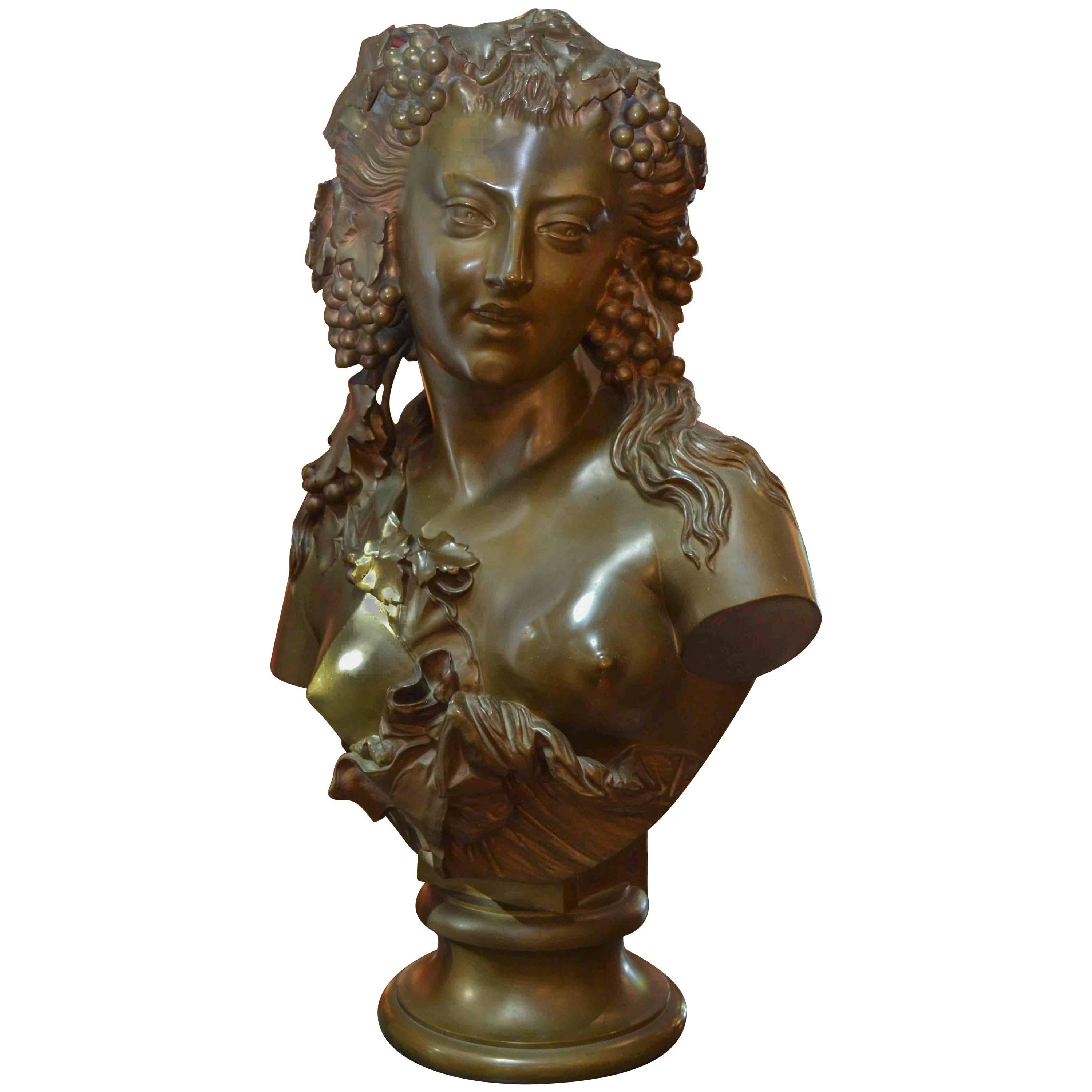 Bronze Bust of Bacchante by Auguste Clésinger For Sale