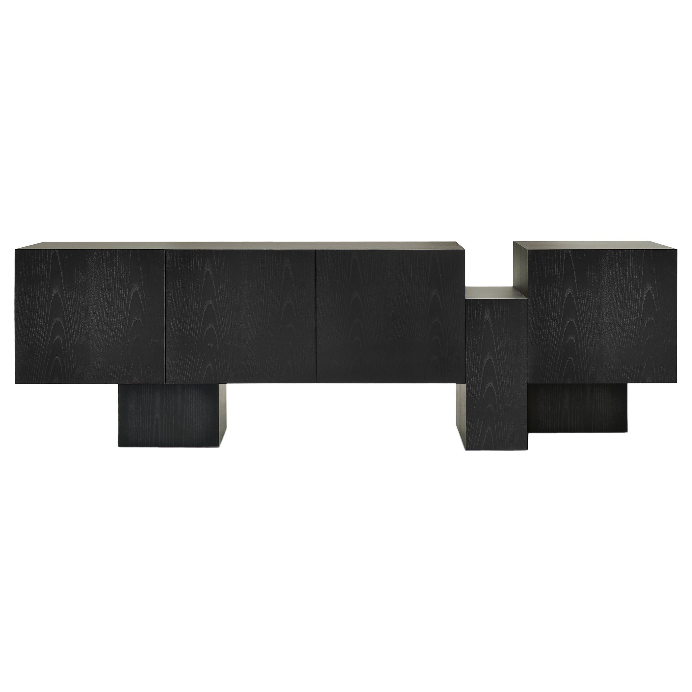 Dolmen, unstructured black Ash square sideboard, Dainelli Studio for Somaschini For Sale