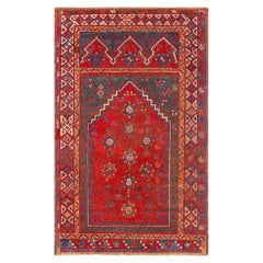 Magnifique tapis de prière antique d'Anatolie centrale de Konya de 3'5" x 5'6"