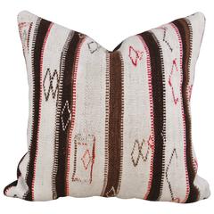 Custom Pillow Cut from a Vintage Hand Loomed Wool Moroccan Rug, Atlas Mountains 12