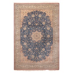 Superbe tapis persan Nain vintage en soie et laine de 10'6" x 16'4"
