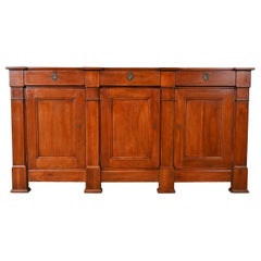 Vintage Henredon Italian Empire Carved Cherry Wood Sideboard or Bar Cabinet