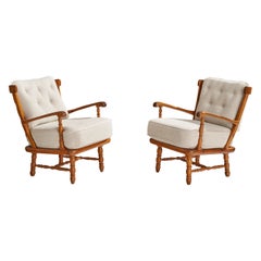Vintage Göperts, Lounge Chairs, Pine, Fabric, Sweden, 1950s