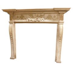 Fireplace mantle in carved and lacquered wood, neoclassical, France