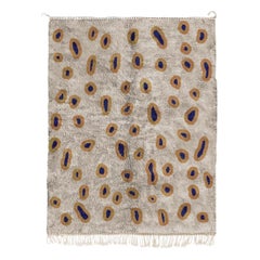 Moroccan Beni Mrirt rug 5’x7', Bubbles Ornament Grey Color rug, Custom-made