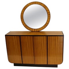 Vintage Wonderful Mid-Century Modern Art Deco Macassar Ebony Sideboard Cabinet & Mirror