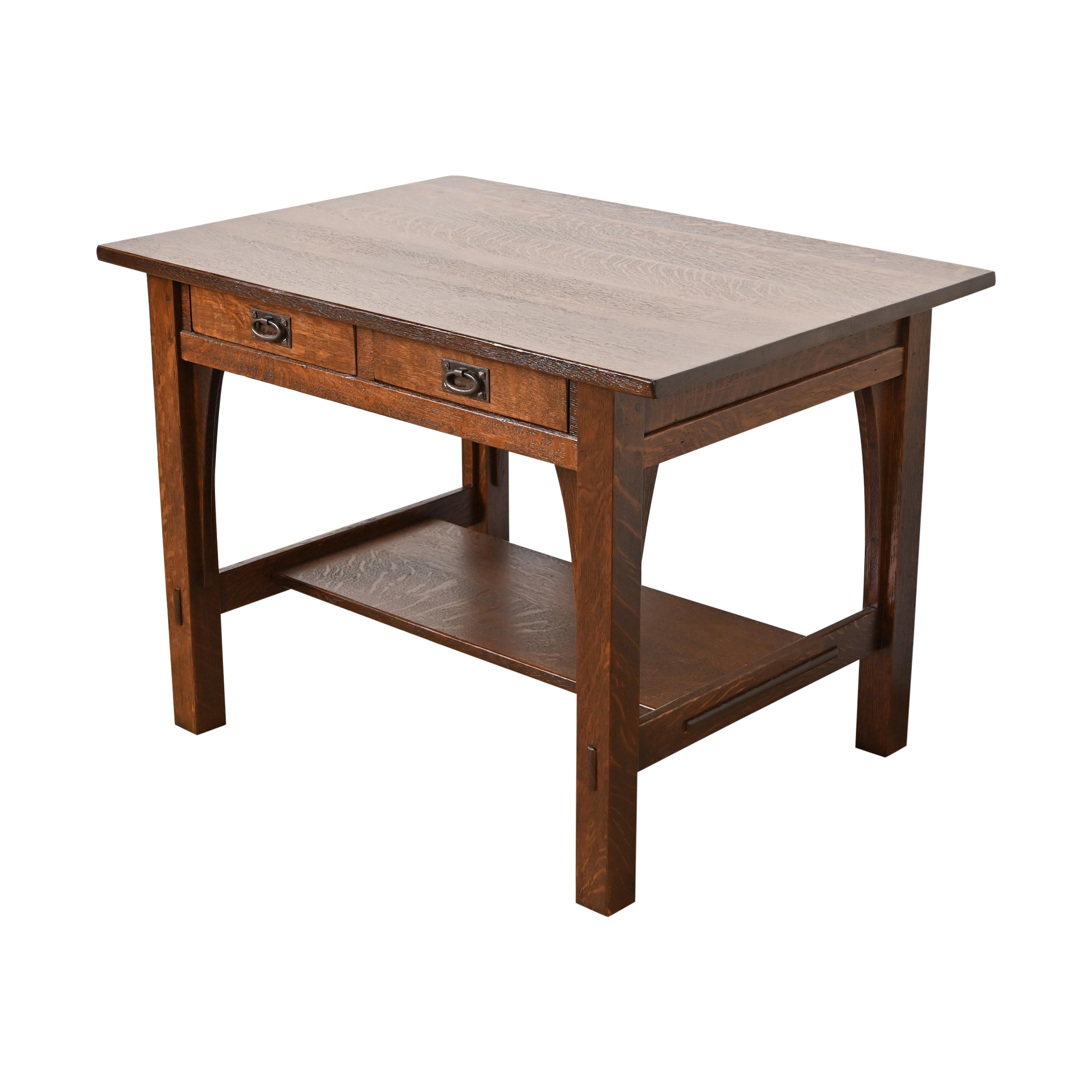 Gustav Stickley Mission Oak Arts & Crafts Writing Desk or Library Table For Sale