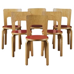 Satz von sechs Alvar Aalto Model 66 Esszimmerstühlen für Artek