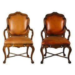 Vintage Pair of Large Venetian Walnut Armchairs by Therien Studio Workshops