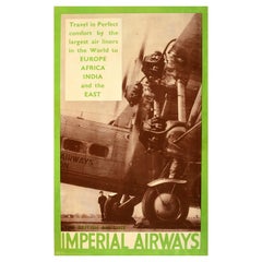 Affiche de voyage originale d'Impérial Airways British Airline Heracles Plane