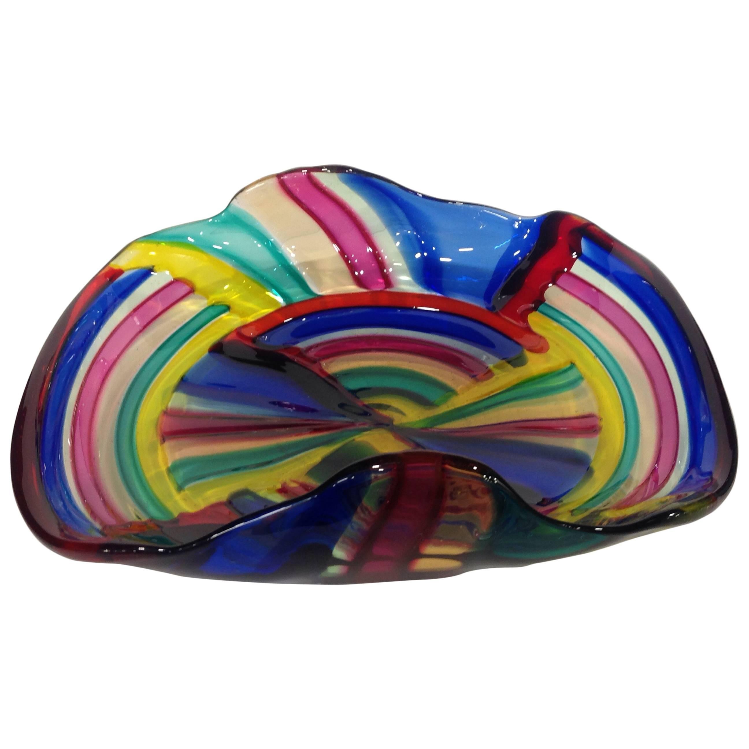 Rare Multicolor AVeM Murano Patchwork Bowl For Sale
