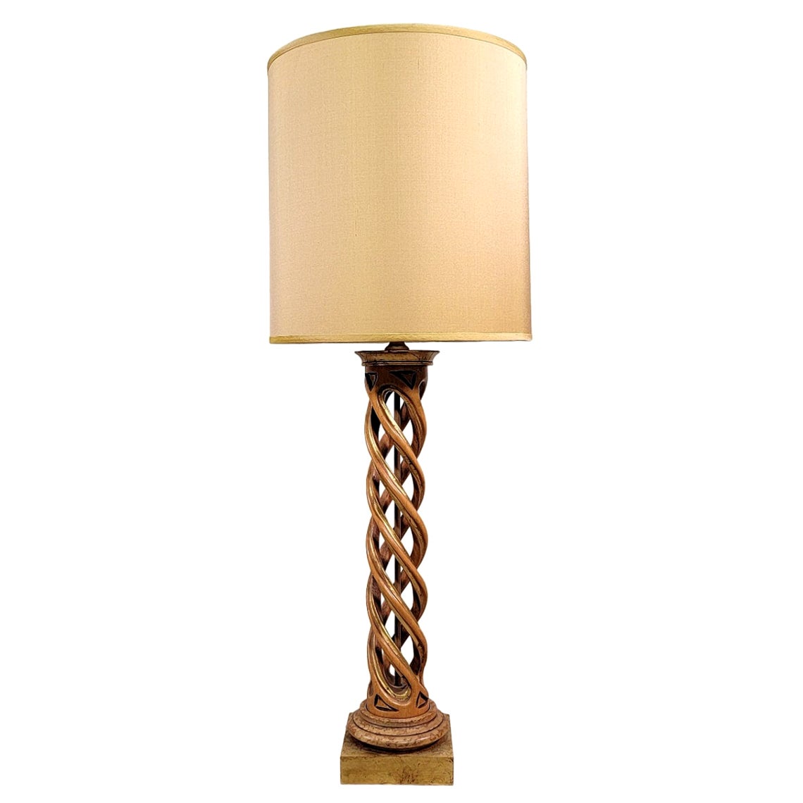 James Mont Vergoldete Wood Wood Spirale Lampe im Angebot