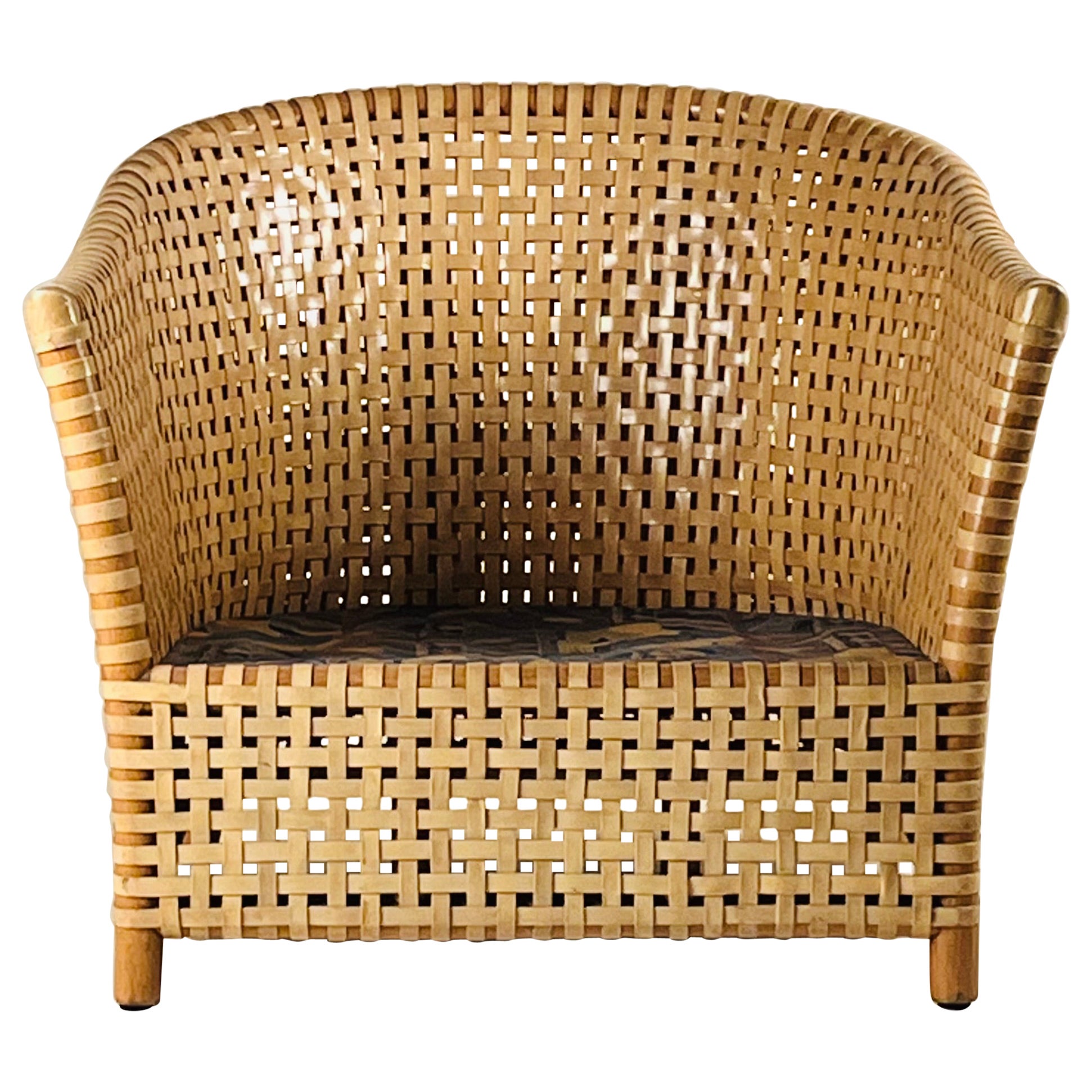 Comfortable McGuire Woven Armchair For Sale