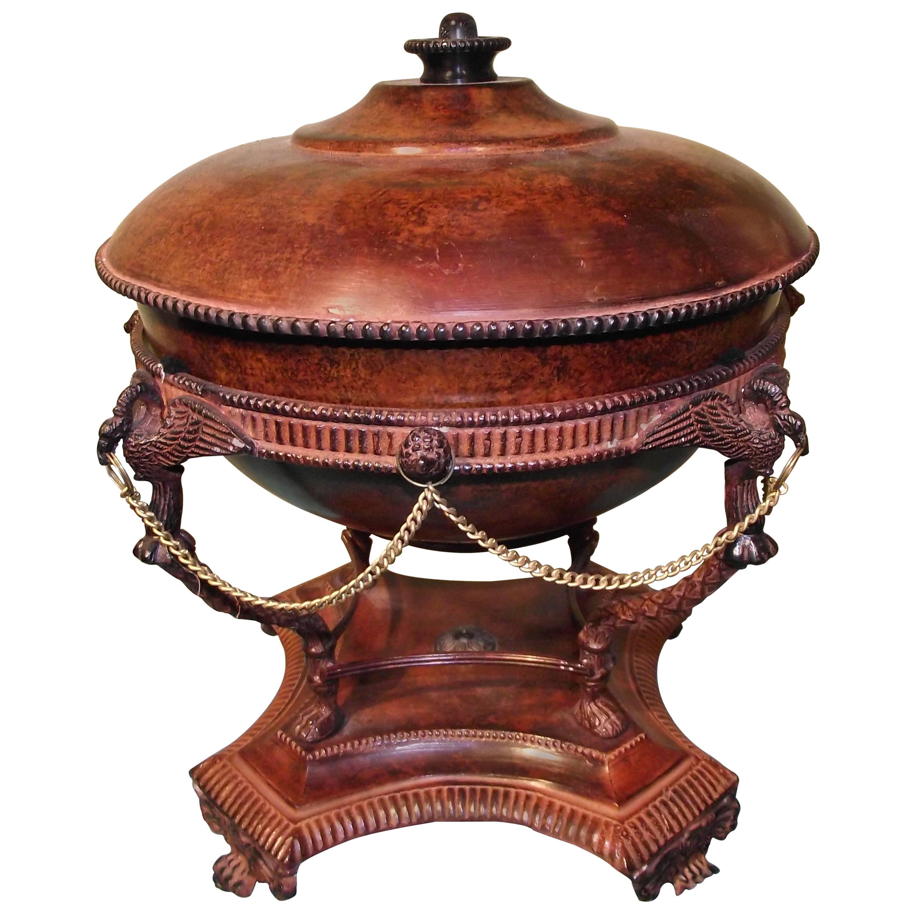 Neoclassic Metal Bowl and Stand For Sale