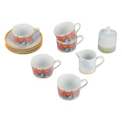 Retro Williams-Sonoma Fine Porcelain. A five-person Montgolfiére coffee set