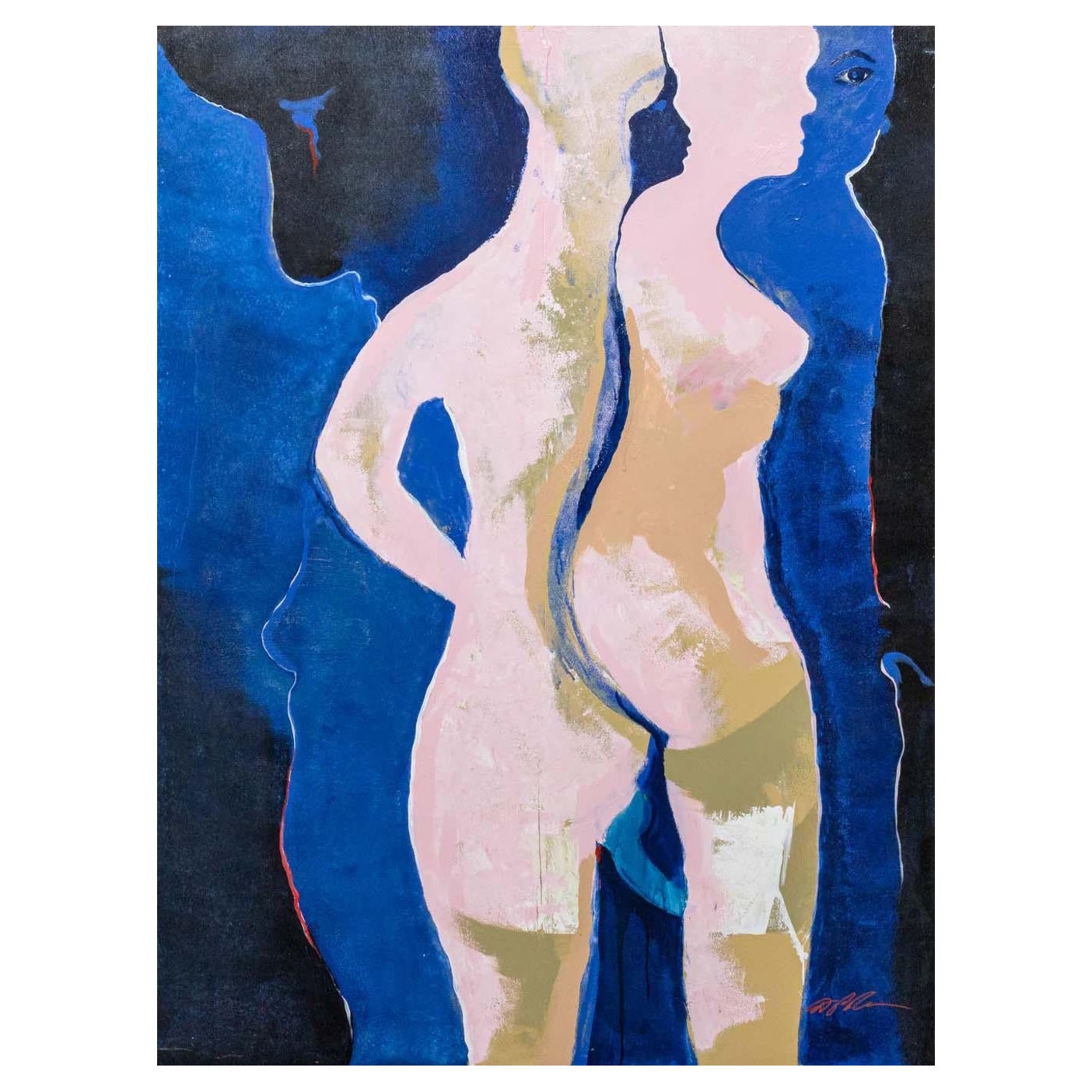 Dominic Pangborn Nudes in Blue: A Studio Inspiration Unique Acrylic Painting
